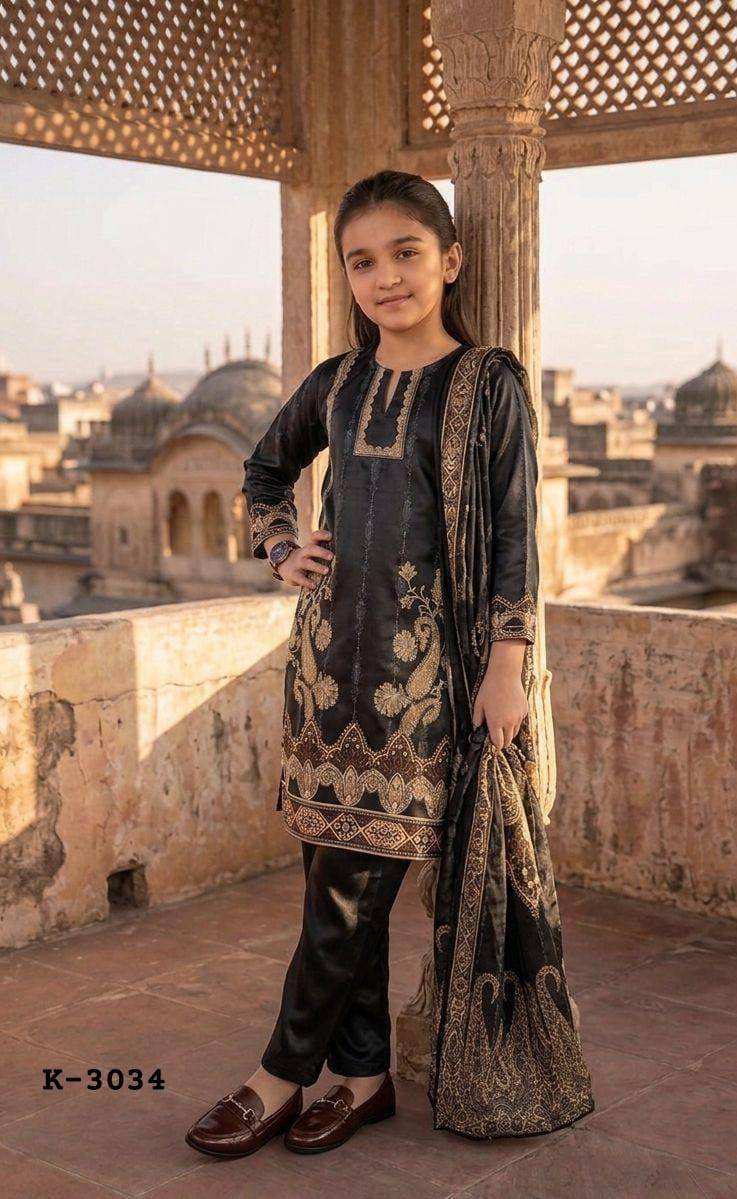  Kitty by Kaamiri k-3033 To k-3033 Series Beautiful Festive Suits Colourful  Premium Mal Satin kids collection At Wholesale Price